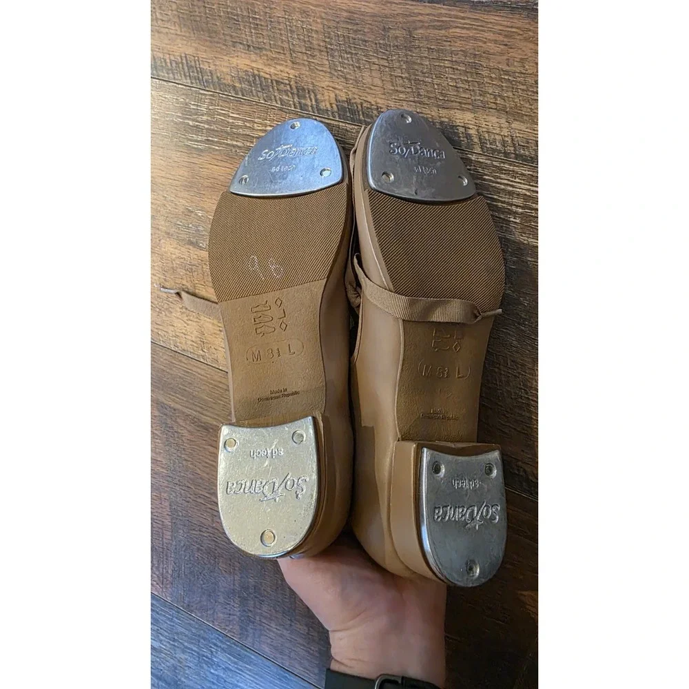 So Danca Valiant TA36 Adult Vegan Tap Shoe With Elastic Snaps Tan Sz Med 8 1/2 L